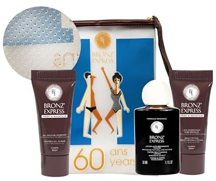 Academie Bronz Express Travel Kit 60 Jahre Bronz Express - Bronz Express Lotion 50ml, Bronz Express Gel Douche 40ml & Bronz Express Lait Hydratant Body Corps 40ml + Kosmetiktasche