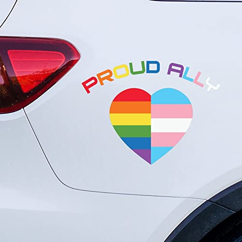 Proud Ally Lesbian LGBTQ Autofensteraufkleber Gleichheit Lesbisch Gay LGBTQ Autoaufkleber Fensteraufkleber Regenbogen Personalisierte Stoßstangenaufkleber für Autos LKWs Fensterdekoration Geschenk