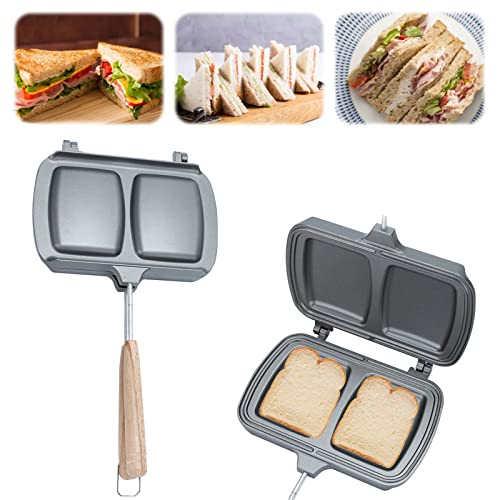 mumisuto Sandwitch Toaster, Croque Gaufre, Appareil Panini Grill Antiadhésive, Plaques de Cuisson Double Face Détachable Avec Poignée pour Panini Collation et Petit Déjeuner