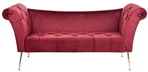 Bequeme Chaiselounge im Retro Stil Samtbezug rot Nantilly
