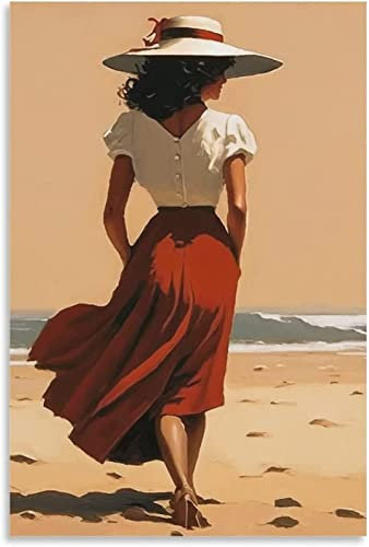 UDERUI Jack Vettriano Poster《Frau im roten Kleid》Wandkunst Jack Vettriano Drucke Jack Vettriano Leinwandgemälde Home Wanddekoration Bild 50x70cm Kein Rahmen