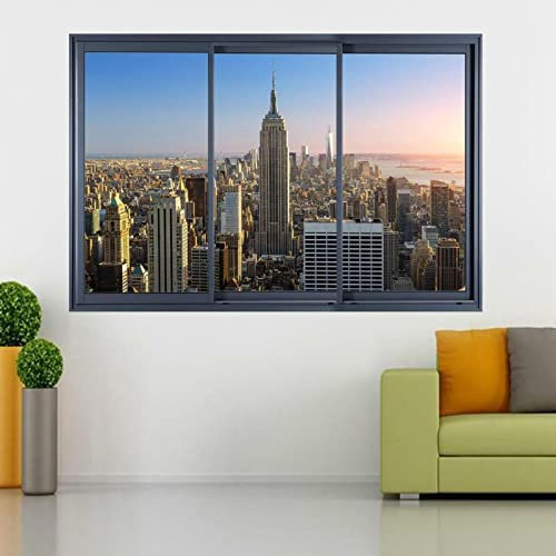 Wandaufkleber New York City Skyline 3D Fenster Aufkleber Wandaufkleber DIY Decor Art 55x80cm