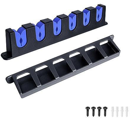 (Blau) Vertikale Wand montierte Angelrutenhalter Rack, platzsparende Speicherlösung für Garage Kabine oder Keller, Angelruten Zubehör bis zu 6 Combos