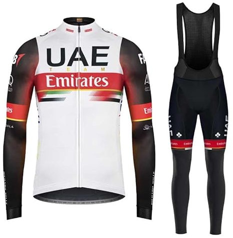 beyleaycau Herren Radsport Set Herbst Fleece Thermisches Radtrikot mit durchgehendem Reißverschluss inklusive Gel gepolsterte Trägerhose Atmungsaktiv Schnell trocknend