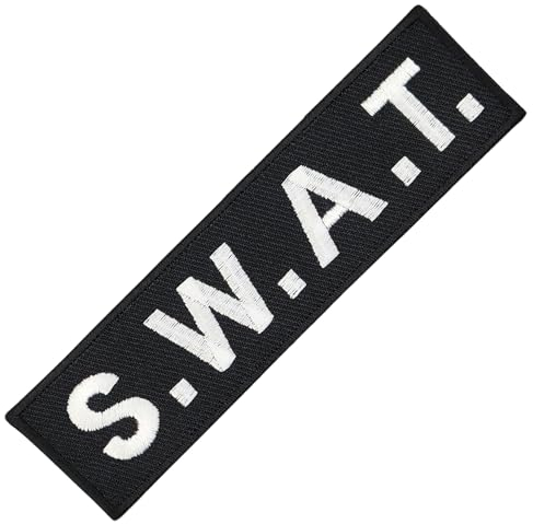 S.W.A.T. Aufnäher zum aufbügeln oder aufnähen Bügelbild Aufbügler für Kleidung gestickter Bügelflicken Applikation SWAT Police Kostüm Fasching Karneval Patch Größe 11,2 x 3,1 cm