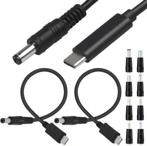 Xiatiaosann USB C to DC Power Cable, 12V 3A Type-C Plug to DC 5.5 x 2.1mm Male Charging Cable, USB C Input to DC Output Power Cord for Studio, Outdoor, With DC Converter Adapters (3FT, 2pcs)
