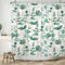 ASDCXZ Blätter Duschvorhang 180x200 cm, Frühling Einfachheit Grün Türkis Gold Blätter Weiß Bad Waschbar Duschvorhänge Polyester Textil Wasserdicht Badevorhang für Badewanne mit 12 Haken