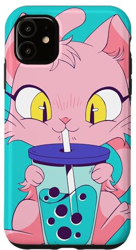 Hülle für iPhone 11 Anime Kitten Love Bubble Tea Baby Kinder Kawaii
