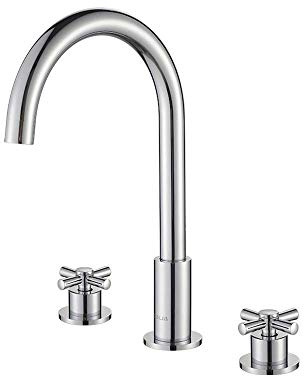 Bathroom Sink Faucet Industrial 360°Swivel Sink Taps Brass Hot and Cold Water Faucet Dual Handle 3 Hole Basin Mixer Tap Washroom Hotel Basin Faucet,Chrome (Color : Cromo)