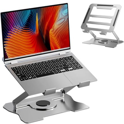 YdseozOA Supporto per Laptop con Base Girevole a 360°, Supporto per Laptop Riser Pieghevole ed ergonomico Regolabile, Supporto per Laptop Ventilato Compatibile con Tutti i MacBook Pro/Air