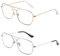 JM 2-Pack Flieger Quadratische Lesebrillen für Damen und Herren, Anti Blaue Lesebrille Leichte +2.50(Gold&Silber