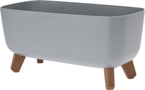Muddy Hands Decorative Trough Plant Pot with Legs Indoor Home Outdoor Garden Long Flower Planter Stand Holder Cover (Grey)