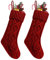 Fesciory Weihnachtsstrümpfe, 45,7 cm, Zopfstrick, große Größe, Weihnachtsstrumpf, Geschenke und Dekorationen für Familie, Urlaub, Weihnachtsfeier, Rot, 45,7 cm, 2 Stück