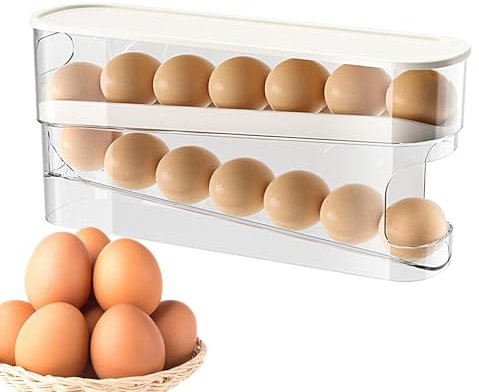 Vassoio Per Uova Rotanti | Contenitore Per Uova Automatico Per Frigorifero, Portauova Per Frigorifero A 2 Strati, Porta-uova, Porta-dispenser Per 12 Uova, Organizer Salvaspazio Da Cucina