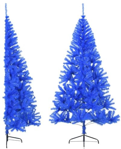 albero di natale innevato,alberi di natale in offerta,Albero di Natale Artificiale a Metà con Supporto Blu 180 cm PVCAdatto per camera da letto, soggiorno, patio, Natale