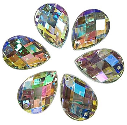 Perlin 100Stk. Strasssteine zum aufnähen Kristall AB Glitzersteine zum annähen Tropfen Set 8x13 mm, Acrylsteine Crystal Flatback für Kleidungsstück Basteln Kleidung und Tasche Deko