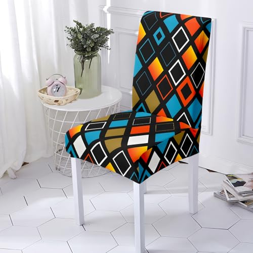 Stuhlhussen Blau Orange Stuhlüberzug Weich Spandex Stuhlhussen Schwingstühle Stuhlbezug Waschbar Stuhl überzug Abnehmbare Stuhlbezüge mit Gummiband Hussen für Stühle Stuhlhussen 8er Set