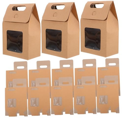 Operitacx Diy Kraft Paper Present Boxes Window Brown Biscuit Packaging Bags for Events 12pc Kraft Paper Bag Set