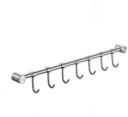 YunGenu 42cm 16.5 Premium Stainless Steel Kitchen Tool Utensil Organizer Bar Rack with Movable Hooks for Pan Pot Spoon Towel (Traditional, 7 Hooks)