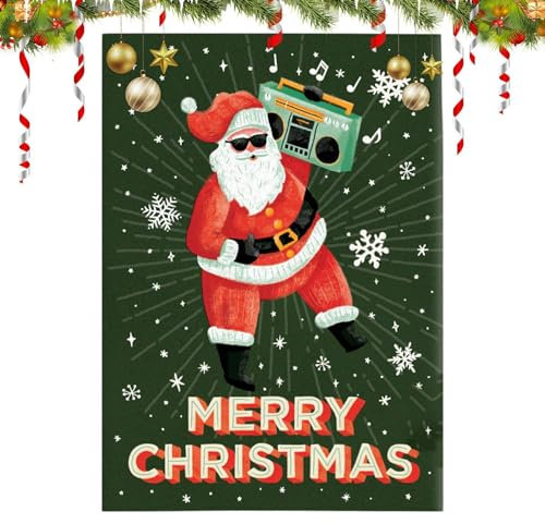 Weihnachtskarte mit Aufschrift Never Gonna Give You Up, 14 x 10 cm, Musik-Weihnachtskarten, Nonstop-Musik, Glitzerstreich, Weihnachtskarte, Grußkarte ohne Ende, nie Gonna Give You Up Christmas