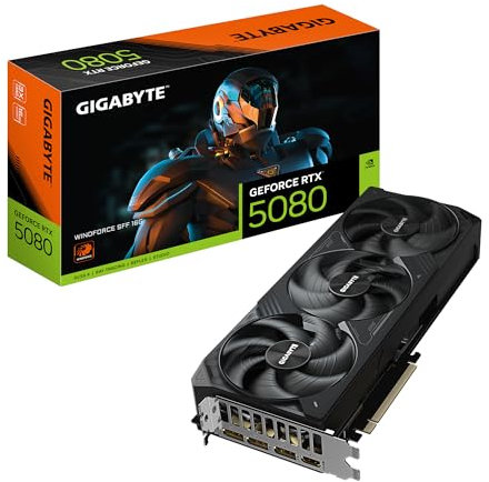 Gigabyte GeForce RTX 5080 WINDFORCE SFF 16G Scheda Grafica - 16GB GDDR7, 256 bit, PCI-E 5.0, 2617MHz Core Clock, 3 x DisplayPort, 1 x HDMI, GV-N5080WF3-16GD