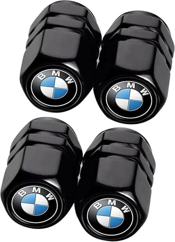 4 Stück Ventilkappen für BMW X1 X3 X7 X5 X6 1 3 5 6 Series Z4 7 M Series, Reifen Ventilkappen für,Ventilkappen mit Dichtung für stabilen Reifendruck, Autoventil Kappe, Schwarz