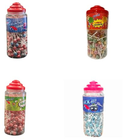 Lick-It Lollipops – 2 Tubs of The Best Lollipops – Pick Your Favourite Flavour – Retro Sweet Jar Treats – Bulk Lollies for Kids & Adults – Party Favourites & Pick n Mix Gift
