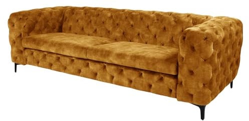 Riess Ambiente Chesterfield Sofa MODERN BAROCK 235cm - senfgelb - Samt 3-Sitzer Couch Federkern Sofa Wohnlandschaft