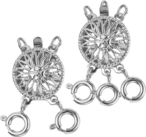 Classicseali 2 Stück Siber Kettenverschluss, Ketten Layering Verschluss | Kettenverschluss Mehrreihig Silber, Multi-Strand Verschluss Kette für DIY Schmuck und Stapelbare Halsketten