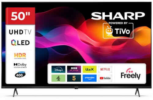 Sharp 50-inch 4K Ultra HD QLED Smart TV 50HM5345K | Dolby Vision, Dolby Atmos, HDMI eARC, Freely Included, HM Series