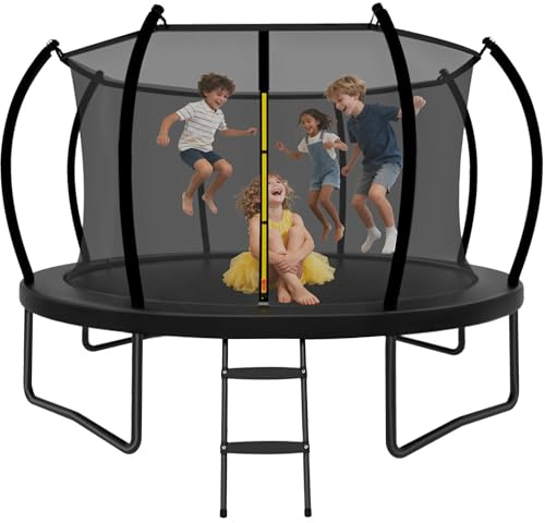 Trampolin für den Außenbereich, 3 m, 3 m und 4 m, mit Sicherheitsnetz und Leiter, ASTM-zugelassenes Freizeittrampolin für Kinder und Erwachsene, rostfreier Rahmen