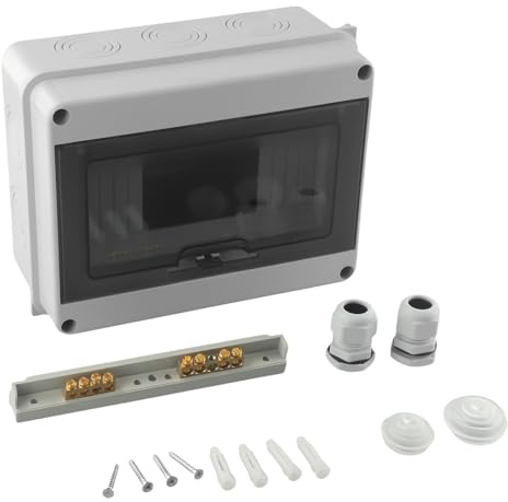 Gettimore Outdoor Wasserdicht Verteilerkasten IP65 8-Fach Sicherungskasten für Montierte Installation mit transparenter Abdeckung 200x155x95mm für Villen Pflanzen Pools Ladestationen