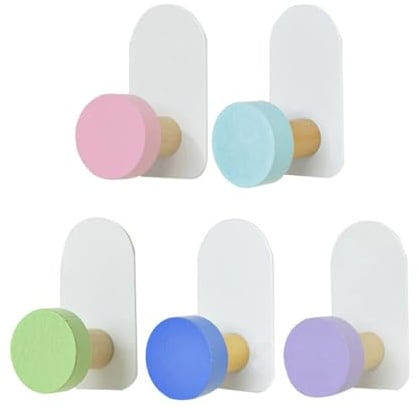 Kichvoe Crochets Muraux Design Créatif pour Manteaux et Ceintures Lot de 5 Plusieurs styles en Bois Massif et Métal Forte Capacité de Charge Plusieurs styles pour Portes et Cuisines