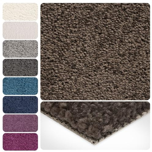Teppichboden Meterware Auslegware Velours Hochflor | 4m 5m breit, braun grau, 400x500cm