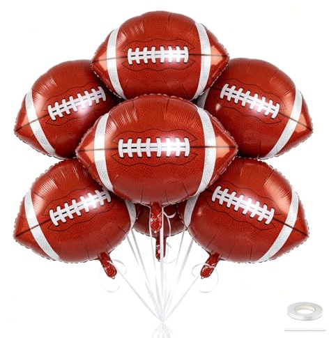 Gleemix 6 Stück Rugby Folienballon, Fußball Luftballon, American Football Helium Ballon, für Fussball Deko Geburtstag, Super Bowl Deko, Sport Party, 62 X 69cm