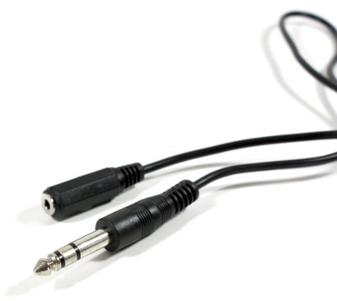 1.8m 6.35mm Jack Plug to 3.5mm Stereo Socket Extension Cable/Lead - ¼” Headphone - Loops
