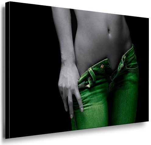 Bild auf LEINWAND AKT EROTIK GIRL abstrakt verschiedene Größen wählbar!!! gerahmt fertig auf HOLZRAHMEN Kunstdruck Wandbild auf Rahmen günstiger als Ölbild Gemälde/Poster/Plakat/kein Poster oder Plakat (70x50cm grün)