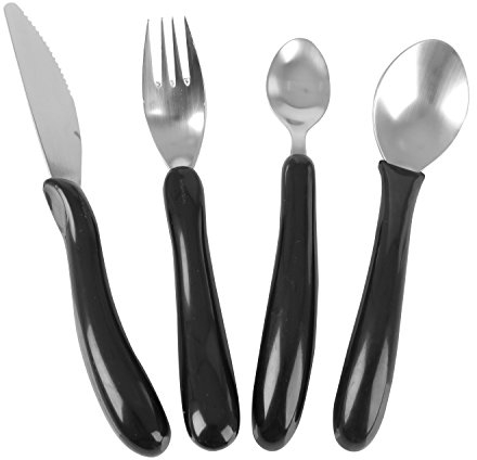 HOMECRAFT Caring Cutlery, For Weak Grip, Arthritis Aids, Knife/Fork/Spoon/Teaspoon, Easy Grip Eating Utensils for Elderly or Disabled, White Handle