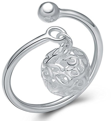 Unendlich U Hohle Kugel 925 Sterling Silber Verstellbare Band Ringe für Mädchen Damen, Ringgröße 51 mit Gabe Beutel