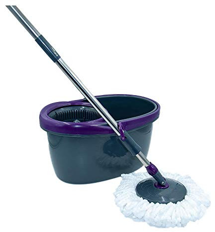 Calitek 360° Rotating Spin Mop and Bucket Set with 2 Mircofibre Heads