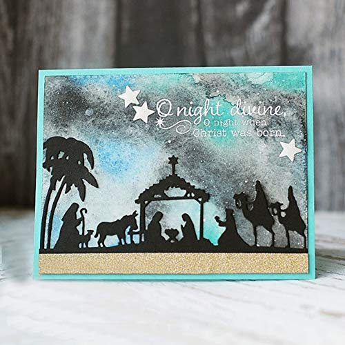 cA0boluoC Stanzschablonen, Krippenmotiv, für Bastelarbeiten, Scrapbooking, Kartenherstellung, Album, Geschenkbox, Dekor, Prägeschablone, Metall, Silber