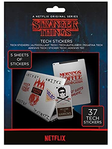 Pyramid International Stranger Things Pack of 37 Tech Stickers - Official Merchandise, Multi-Colour, 18 x 24cm, TS7403