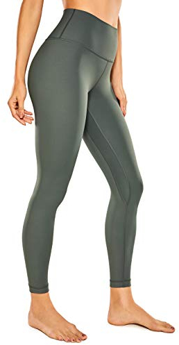 CRZ YOGA Damen Sports Yoga Leggings Sporthose mit Hoher Taille-Nackte Empfindung -63cm Grauer Salbei 40