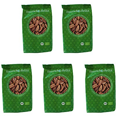Mundo Feliz - Nueces pecanas ecológicas, 5 bolsas de 100 g