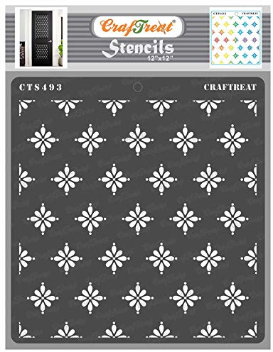 CrafTreat Pochoirs muraux réutilisables pour peindre sur bois, mur, toile, papier, tissu et sol – Daisy Dot – 30,5 x 30,5 cm – Pochoirs d'art et d'artisanat pour la peinture