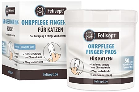 Felisept Almohadilla Para El Cuidado de los Oídos Para Gatos 50 piezas - Cuidado e higiene para orejas de gato - Alevines para una limpieza práctica e intuitiva - Limpiador de oídos para gatos