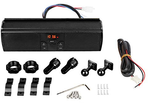 Qiilu Sistema o con manubrio per modifica della motocicletta, sistema o USB a prova di suono antiriflesso per altoparlanti stereo per moto(nero)