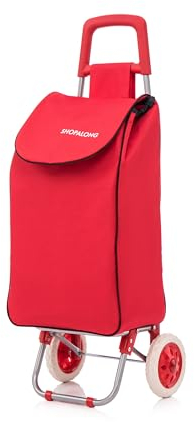 Large Lightweight Shopping Trolley, Hard Wearing With Wheels Foldable Rolling Push Trolly, Grocery Cart Bag Flat-Pack Easy Storage 1.28kg 37Litre