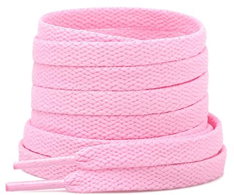 2 Paia di Lacci Piatti per Scarpe, Lacci di Ricambio Premium da 8 mm (Larghezza) per Scarpe da Ginnastica, Scarpe Sportive e Casual Rosa 120cm