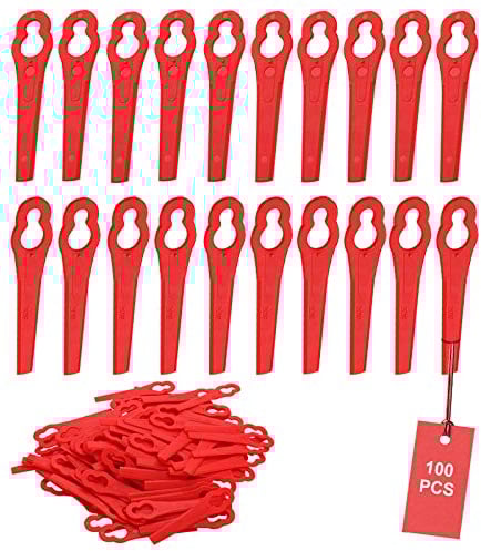 SWAWIS 100 Pz Coltello Tagliaerba Coltello Ricambio Rosso Tagliaerba Tagliaerba Tagliaerba Lama Tagliaerba per FRT18A FRT18A1 Art 46155 FRT20A1 Accessori